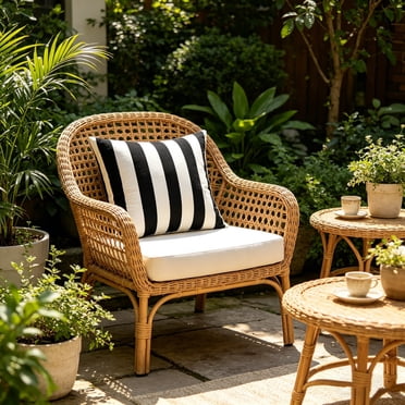 Rewenti Square pillowcase Striped Outdoor Waterproof Pillowcase Modern Decorative Cushion for Patio Porch Living Room and Bedroom