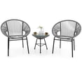 thumbnail image 1 of Gymax 3 Pieces Acapulco Chair Set Wicker Conversation Bistro Set w/ Tempered Glass Table, 1 of 10