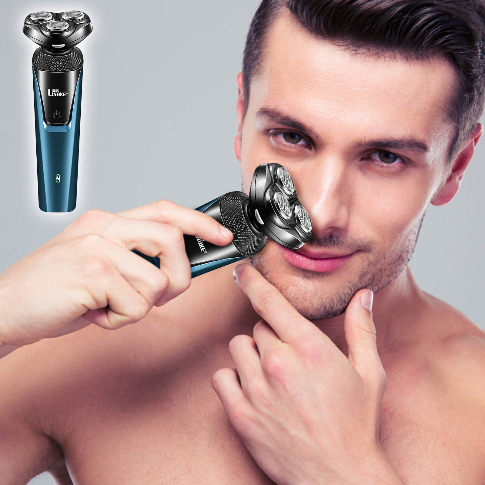 Aqestyerly Lingke Men's Electric Beard Trimmer 3-in-1 Shaver Razor with Washable USB Charging for Grooming HWRETIE