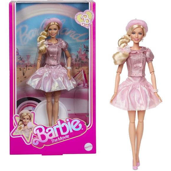 Barbie The Movie Doll, Margot Robbie as Barbie, Collectible Doll Wearing Pink Blouse & Skirt Tutu Outfit, With Styled Hair & Matching Jewelry