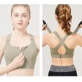 thumbnail image 4 of Langgg Front Zipper Sports Bra Comfortable Compression Fit Gym Athletic Support Breathable Sports Bras Vest Light Green L, 4 of 6