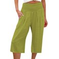thumbnail image 1 of Innerwin Bottoms Wide Leg Women Palazzo Pant Holiday Solid Color Loose Fit Capri Pants Fluorescent Green 2XL, 1 of 4
