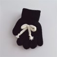 thumbnail image 2 of HAming Kids Knit Gloves Soft Comfy Thicken Winter Warm Touch Screen Texting Solid Color Mittens with Bow Tie, 2 of 3