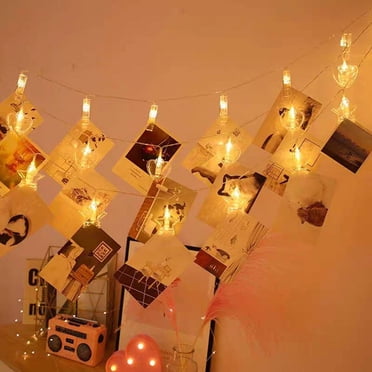 Guirlande Lumineuse Féerique de 10 Pi avec 20 Pinces Photo à DEL, Fonctionnant à Piles, avec Pinces pour Accrocher des Photos, des Cartes, des Oeuvres d'Art