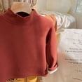 thumbnail image 4 of Boys Tshirts Autumn Winter Warm Trutleneck Long Sleeve Solid Pullover Basic Top Brown 6-7 Years, 4 of 7
