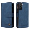 thumbnail image 3 of Case for Samsung Galaxy S21 5G Cover Zipper Pocket Wallet Case Magnetic Protective - Blue, 3 of 5