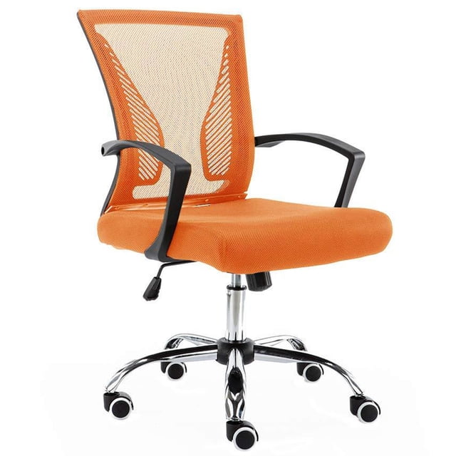 Modern Home Zuna Ergonomic Mesh Mid Back Office Chair, Black & Orange