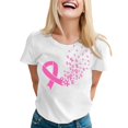 thumbnail image 1 of JIRNDf T-Shirt pour Femmes Hauts d'Été Tendance Rose Imprimé Manches Courtes Col Rond T-Shirts Graphiques Mignons pour Femmes Chemises Blanc TG, 1 of 5