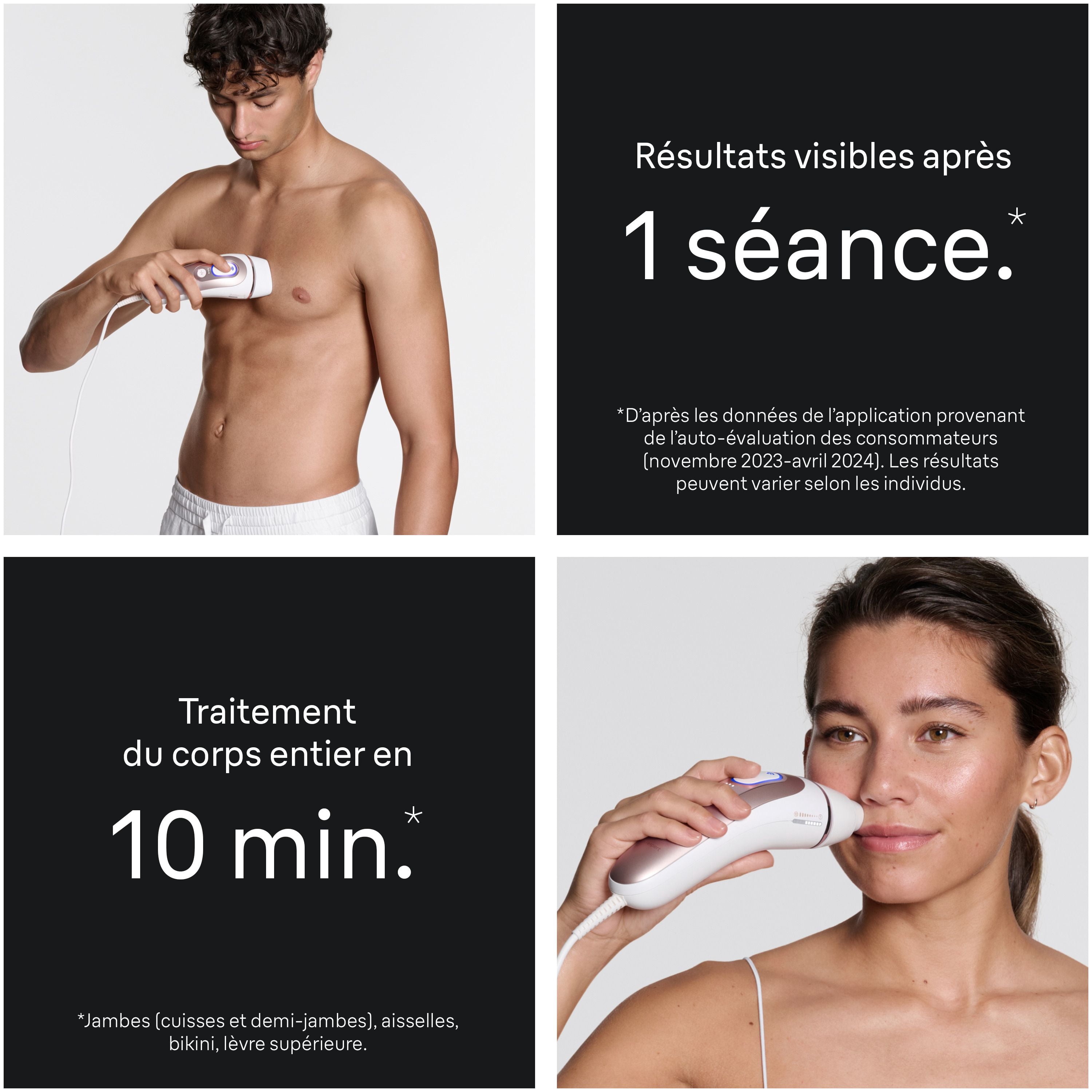 Système d’épilation à domicile Braun Peau i-expert, technologie LIP intelligente, PL7243, pour femmes et hommes, avec application, avec étui haut de gamme, 3 têtes, rasoir Venus