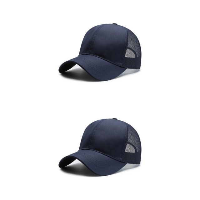 Baohd Male 3D Embroidery Snap-back Hat Fashionable Adjustable Strap Sun Protection Breathable Comfortable navy blue 2Set