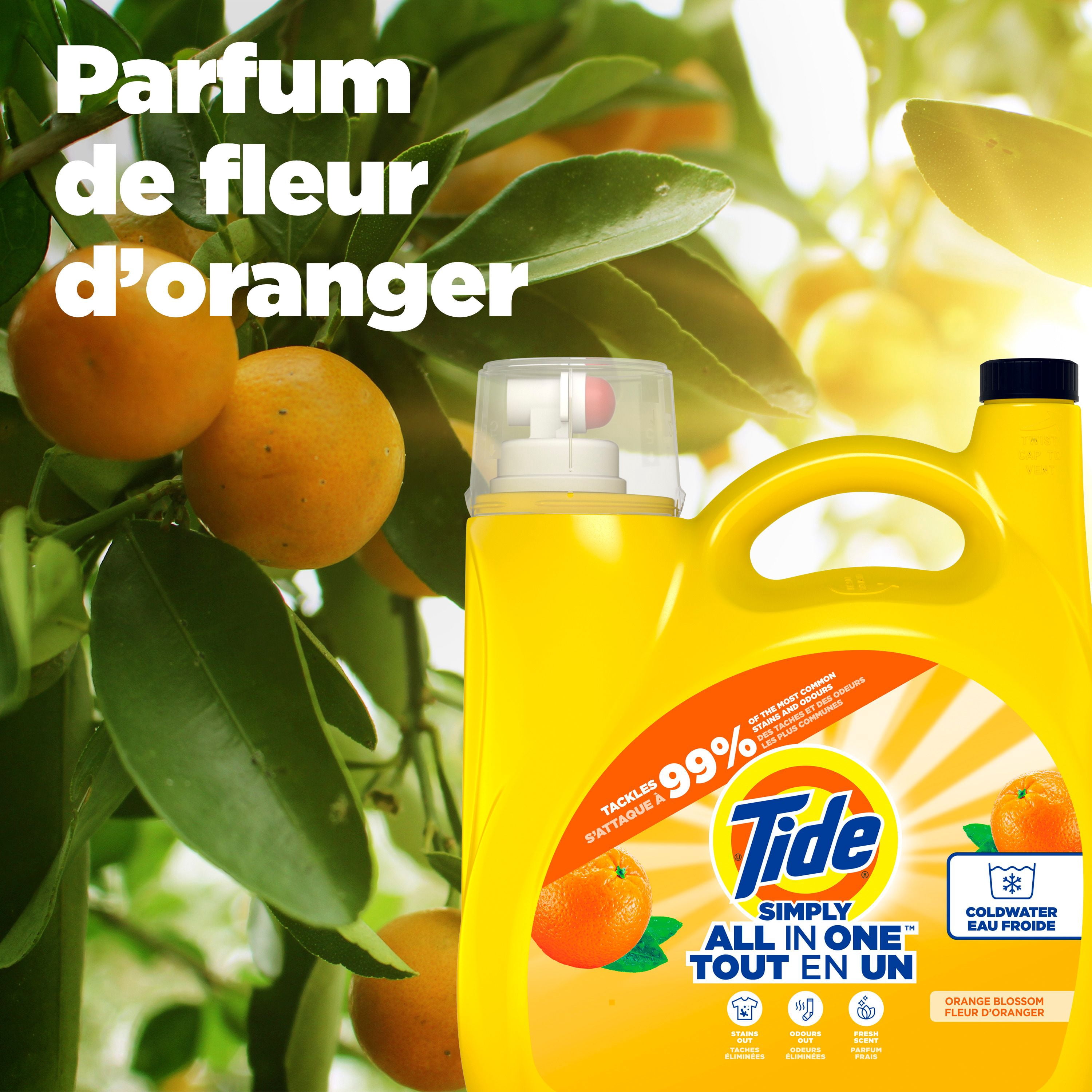 Tide Simply All-In-One Liquid Laundry Detergent, Orange Blossom Scent, 107 Loads, 4.16 L