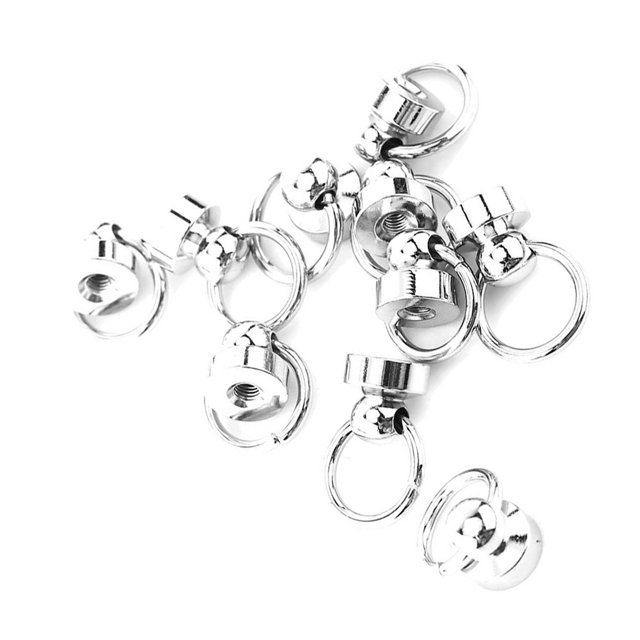 10Pcs Rivets en Laiton Visser Retour Anneau Rond Tête Pièces de Cuir Bricolage avec Anneau de Traction Rivets Métalliques