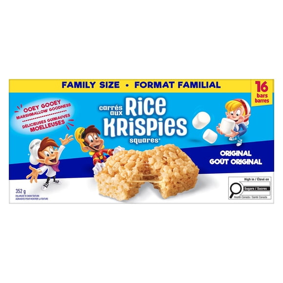 Barres Kellogg’s® Carrés aux Rice Krispies® Goût Original, Format familial 352 g, 16 Barres