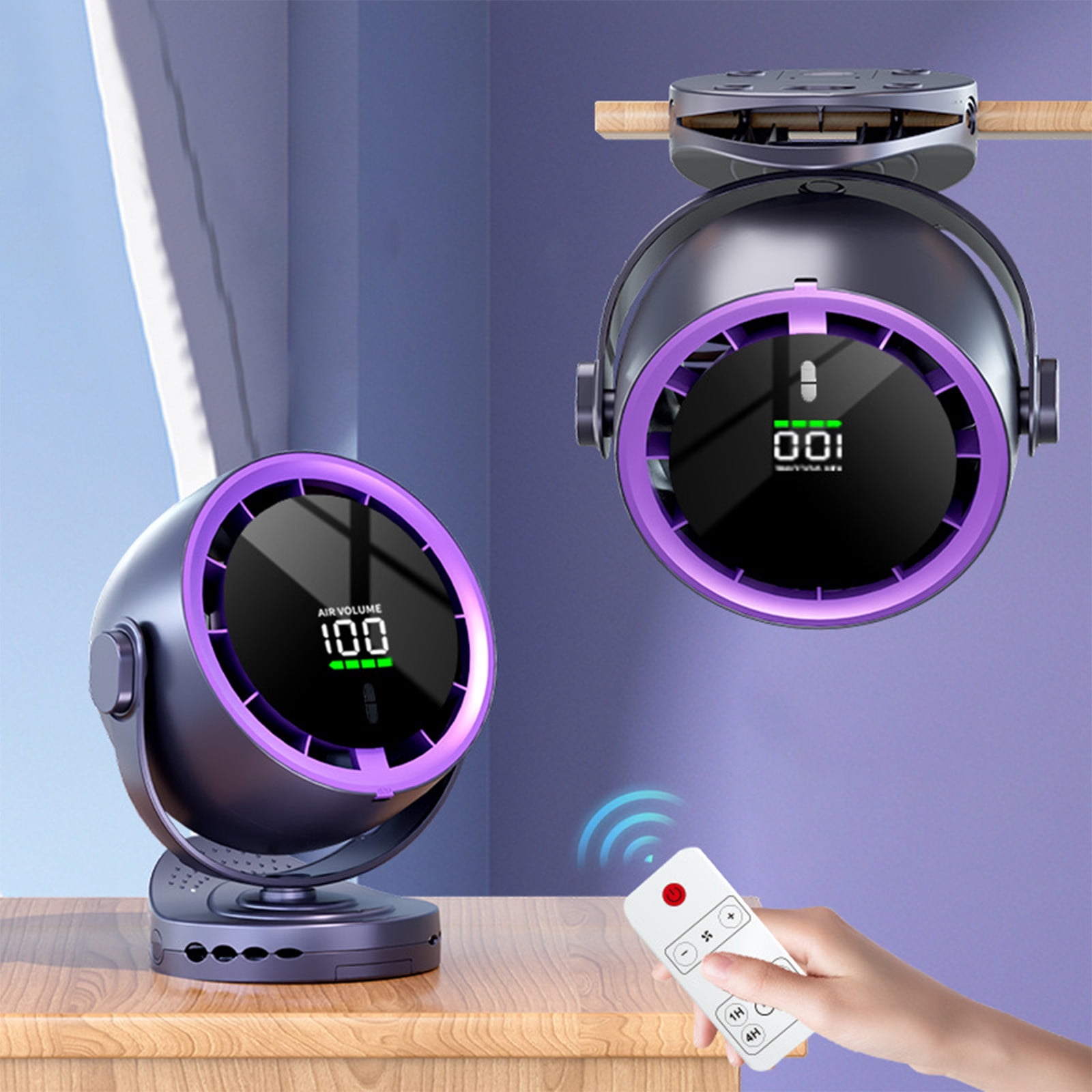 EGNMCR Fan Clip On Fan With 4000mAh Battery Digital Display Portable Fan With Remote Control For Office Bedroom Kitchen Outdoor 100 Speeds 720 Degree Rotation Small Fan Small Fan