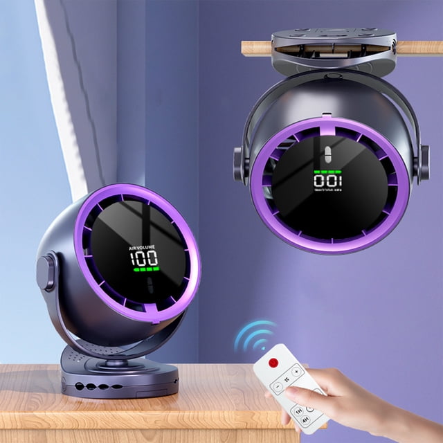 EGNMCR Fan Clip On Fan With 4000mAh Battery Digital Display Portable Fan With Remote Control For Office Bedroom Kitchen Outdoor 100 Speeds 720 Degree Rotation Small Fan Small Fan