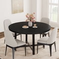 thumbnail image 1 of 47 in Round Dining Table, Industrial Dinner Table for 4 to 6, Wooden Kitchen Table with Sturdy Metal Frame & Black Finish, Circle Kitchen Table for Dining Room, Kitchen （No Chairs）, 1 of 8