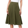 thumbnail image 1 of Mrat Jupe de Bain pour Femme Femme Fille Extensible Taille Haute Mini Jupe Cargo Plissée Mi-Longue Froncée Décontractée Version Ligne A Jupe Évasée en Tricot Vert Armée P, 1 of 4