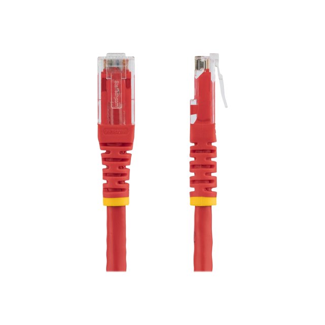 StarTech.com 5ft CAT6 Ethernet Cable, 10 Gigabit Molded RJ45 650MHz 100W PoE Patch Cord, CAT 6 10GbE UTP Network Cable with Strain Relief, Red, Fluke Tested/Wiring is UL Certified/TIA - Category 6 - 24AWG (C6PATCH5RD) - Patch cable - RJ-45 (M) to RJ-45 (M) - 5 ft - UTP - CAT 6 - molded - red