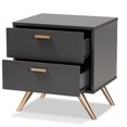 thumbnail image 1 of Baxton Studio Kelson Dark Grey and Gold Finished Wood 2-Drawer Nightstand, 1 of 10
