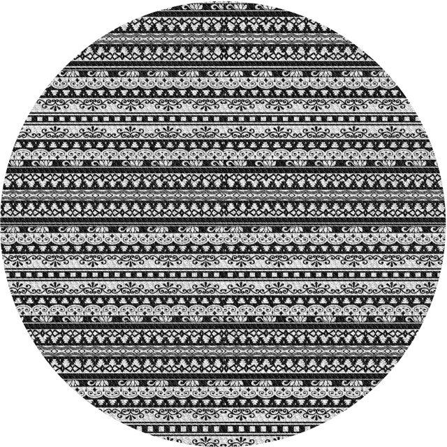 Ahgly Company Tapis Rond Lavable en Machine Intérieur Transitionnel Noir Charbon, 3 Pieds Rond