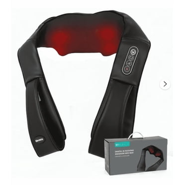 Neck and Shoulder Massager, 3D Deep Tissue Kneading Shiatsu Massager with Heat, Black