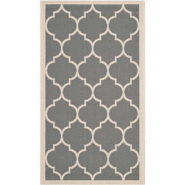 Safavieh Courtyard Polypropylene Accent Rug CY6914-246-2 in Anthracite and Beige
