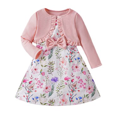 Toddler Girl Dresses Summer Sleeveless Cute Cami Dresses and Long Sleeve Jacket Set 2 Piece Girl Outfits Size 2-3 Years