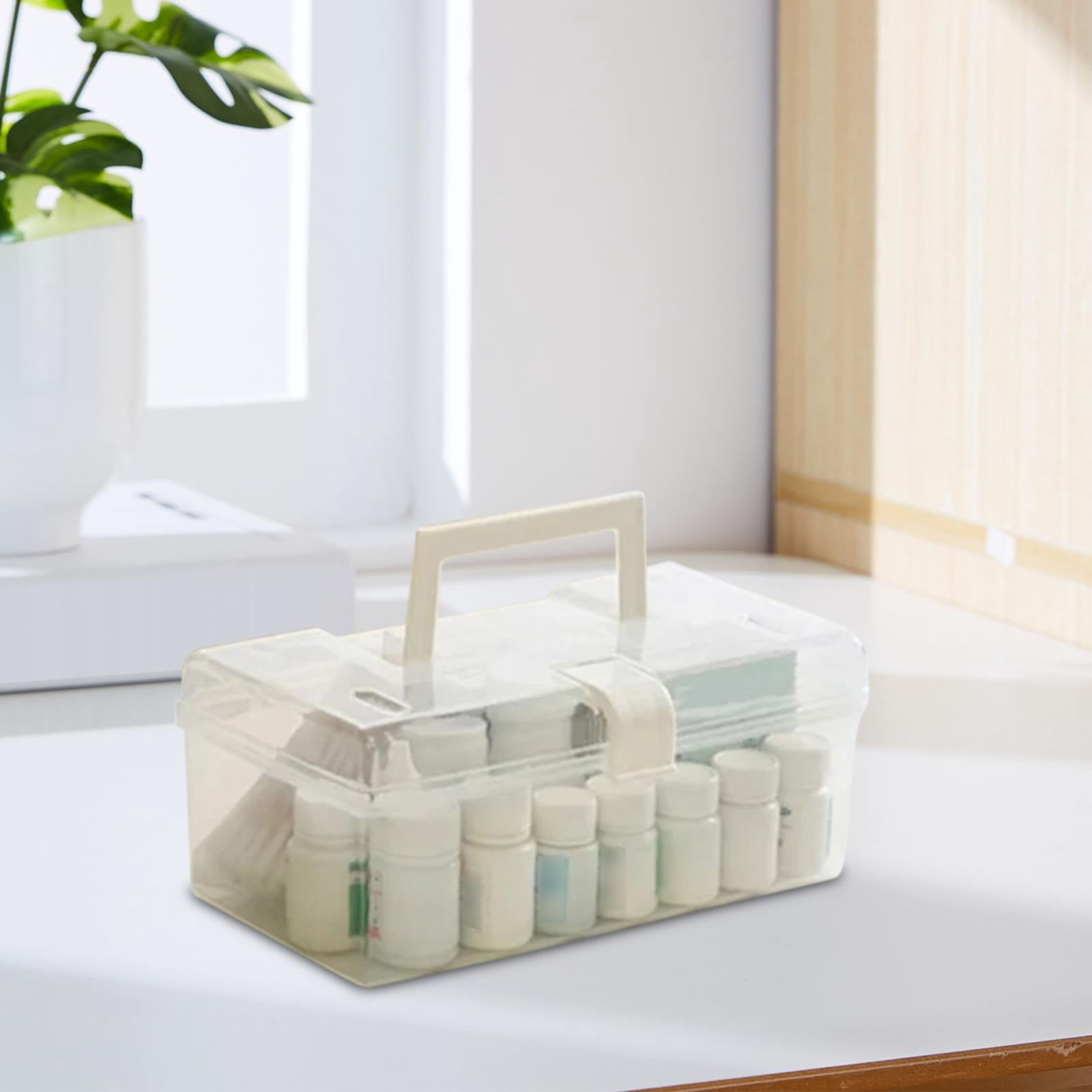 Clear Storage Box Container, Family First Aid Box Medicine Box Organizer Plastic Medicine Storage Kit, First Aid Storage Box with Handles, Clear Household First Aid Organizer, 1 Pcs, 7.67x4.33x4.52"