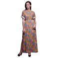 thumbnail image 1 of Bimba Rayon Colorful Feather Printed Womens Long MaxiDressGown With Side Slit-X-Large, 1 of 6