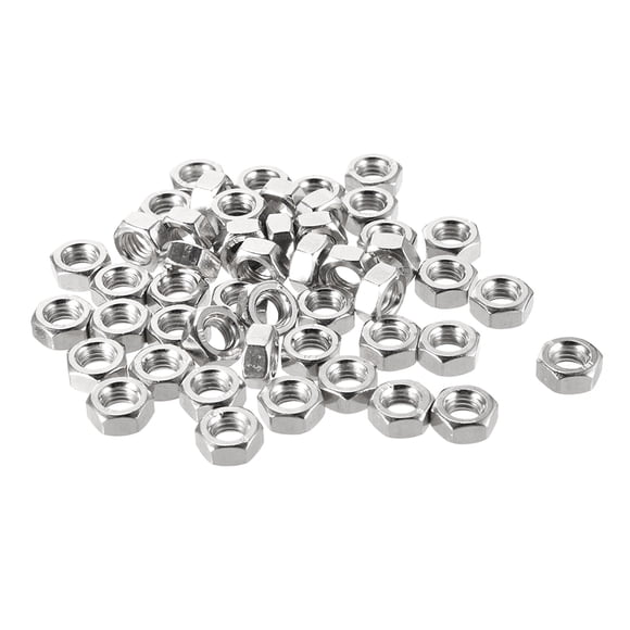 Unique Bargains M6 Nickel Plating Metric Carbon Steel Hexagon Hex Nut Silver Tone 50pcs