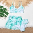 thumbnail image 2 of Nwiuh Girls' Piece Set Floral Print Bikini Swimsuit with Drawstring Beach Skirt Cute Ruched Bathing Suit (Green, 11-12Y), 2 of 9