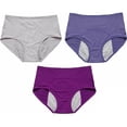 thumbnail image 1 of Ensemble de 3 Pcs de Pantalons Menstruels en Maille Solide Taille Haute Anti-Fuite - Nylon Spandex, Multipack pour Protection Menstruelle, 1 of 2