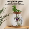 thumbnail image 3 of LEEYNEER Desktop Fish Bowl Hydroponic Terrarium Glass Small Fish Tank with Bamboo Cushion, 3 of 4