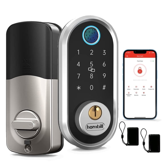 Smart Serrure à Empreinte Digitale Électronique Pêne Dormant pour Porte avec Clavier-Bluetooth, Entrée Sans Clé Smart Pêne Dormant, Contrôle Libre par Application, Carte IC, Partage d'Ekeys, Code d'Accès, Verrouillage Automatique, Prend en Charge Google Home