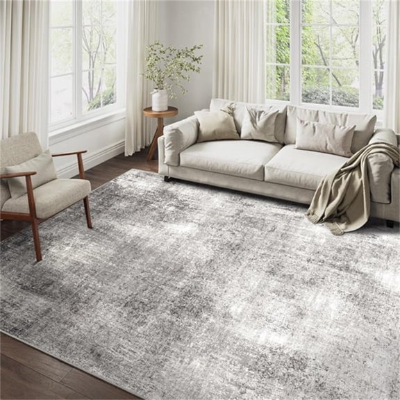 BERTHMEER 8'x10' Area Rugs for Living Room Bedroom Dining Room Office Farmhouse Kitchen Abstract Contemporary Distressed Modern Machine Neutral Washable Large Indoor Rugs Carpets, Gray