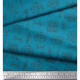 thumbnail image 2 of Soimoi Blue Poly Georgette Fabric Merry Christmas Text Print Sewing Fabric Yard 52 Inch Wide, 2 of 5