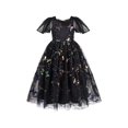 thumbnail image 1 of Girls Dress Black Sequin Flutter Butterfly Ruffle Collar Maxi Bow Tie 12 Years, 1 of 1