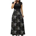 thumbnail image 2 of SMihono Robe Maxi Bohème d'Été pour Femmes Grande Taille Robe d'Été Colorée à Imprimé Floral pour Femmes Robes à Manches Courtes Robe Maxi Décontractée de Plage Robe Évasée de Plage, 2 of 6