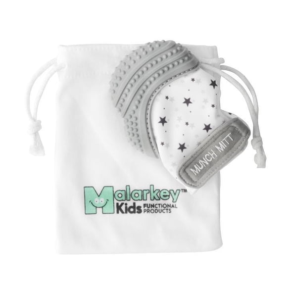 Munch Mitt : Baby Teething mitten Grey stars