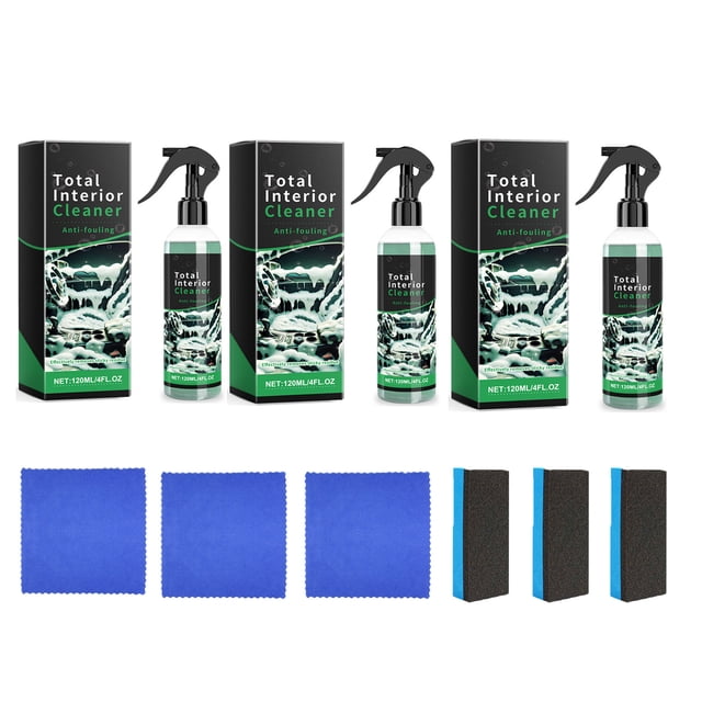 FHBVT Car Interior Cleaner Leather Fabric Plastic Cleaner-120ml, Multi-purpose Foam Cleaner, Stain Removal, Protection for Seats Dashboard Vinyl Quick Easy Spray Application for Instant Shine
