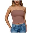 thumbnail image 4 of ZACPNCV 2PC Women's Shapewear Tube Tops Strapless Ruched Built-in Shelf Bra Casual Brown L, 4 of 8