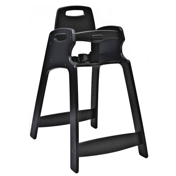 Koala Kare KB833-02-KD Chaise Haute Empilable en Plastique de 29 1/2 Pouces avec Courroie de Taille, Noire