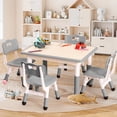 thumbnail image 3 of Ourlova Modern Kids Adjustable 31.5" Table and 4 Chair Set with Non-Slip Desk Legs & Graffiti Desktop Preschool Activity Kids Table Set, 3 of 9