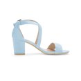 thumbnail image 3 of BLISSFUL STEP Women's Solid Color Open Toe Cross Strap Mid Chunky Heel Sandals, 3 of 7