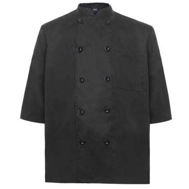 TopTie Unisex Classic 3/4 Sleeve Active Chef Coat-Black-XS