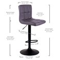thumbnail image 4 of Bronte Living Leatherette Bar Stool with Adjustable Height, 360 Swivel Design, Comfortable Mid-Backrest, Pedestal Base with Footrest for Kitchen, Pub - Series Clementine - Set of 2, 4 of 9