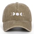 thumbnail image 2 of HNMKIU Moon Embroidery Distressed Washed Baseball Cap Classic Unstructured Low Profile Dad Hat for Daily Use Baseball Hats 03_Khaki,One Size, 2 of 3