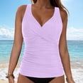 thumbnail image 2 of NIEWTR V-Neck Tankini Tops For Women Backless Adjusting Strap Bathing Suits Tummy Control Push Up Swimsuit Top(Light Purple,S), 2 of 9