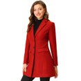 thumbnail image 1 of INSPIRE CHIC Manteau Long pour Femme à Revers Cranté Manches Longues à Simple Boutonnage Manteaux d'Hiver S Rouge, 1 of 6