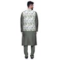 thumbnail image 3 of Atasi Kurta Pyjama Traditionnel Uni à Col Mandarin avec Ensemble de Veste Imprimée, 3 of 3